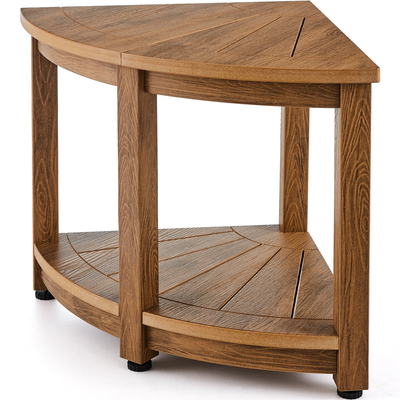 VEVOR Γωνιακός πάγκος ντους, 18,5&quot; Ύψος 17,75&quot; Ακτίνα, Faux Wood Grain Polystyrene, 350 LBS με ράφι αποθήκευσης, Αδιάβροχο, Σκαμπό ντους για εσωτερικό &amp; εξωτερικό ντους, για μπάνιο, σαλόνι