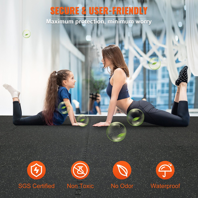 VEVOR 12 ΤΕΜ. Πατάκια γυμναστηρίου πάχους 1/2 ιντσών, 24&quot; x 24&quot; EVA με αφρό και καουτσούκ Top Interlocking workout πατάκια με κάλυψη 48 τ.μ., Αδιάβροχο δάπεδο παζλ γυμναστικής για γυμναστήριο, σπίτι, γκαράζ, υπόγειο