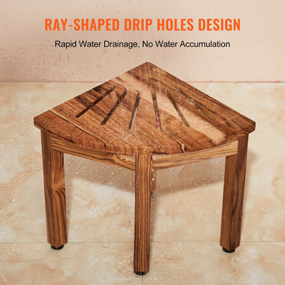 VEVOR Γωνιακός πάγκος ντους Teak, 12,4&quot; Ύψος 11,5&quot; Ακτίνα, 100% Teak Wood Corner Shower Beach, ανθεκτικό στο καλούπι, 300 LBS με ράφι αποθήκευσης, σκαμπό ντους για εσωτερικό &amp; εξωτερικό ντους, για μπάνιο