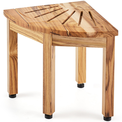 VEVOR Γωνιακός πάγκος ντους Teak, 12,4&quot; Ύψος 11,5&quot; Ακτίνα, 100% Teak Wood Corner Shower Beach, ανθεκτικό στο καλούπι, 300 LBS με ράφι αποθήκευσης, σκαμπό ντους για εσωτερικό &amp; εξωτερικό ντους, για μπάνιο