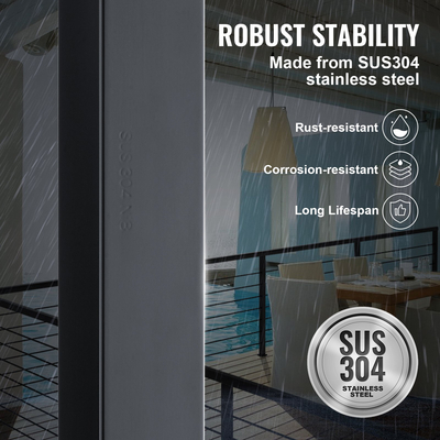 Στύλος κιγκλίδωμα καλωδίου VEVOR 36x1,5x1,5 ίντσες Ατσάλινο κιγκλίδωμα χωρίς τρύπες 1 τμχ Μαύρο