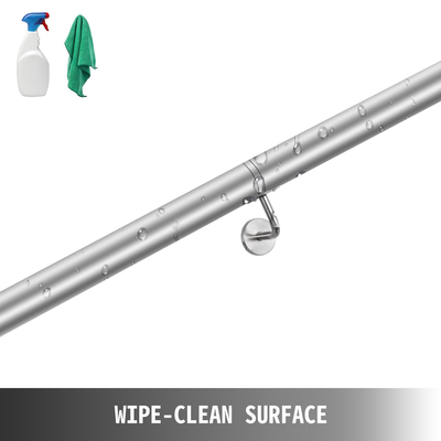 VEVOR κουπαστή σκάλας 6 ποδών ράγα σκάλας από ανοξείδωτο ατσάλι Μοντέρνα χειρολισθήρες για σκάλες Χωρητικότητα 200 λίβρες Εσωτερική κουπαστή για σκάλες Επιτοίχιο κιγκλίδωμα σκάλας με βραχίονες τοίχου Καπάκια τέλους Γρήγορη εγκατάσταση