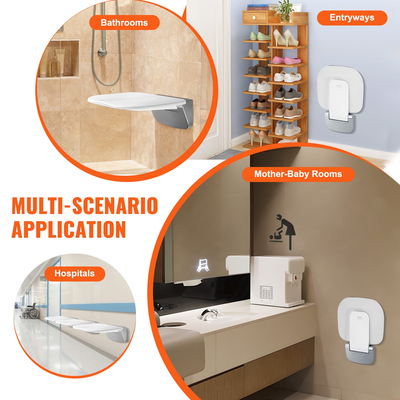 VEVOR Πτυσσόμενο κάθισμα ντους 13,6&#039;&#039; x 12,8&#039;&#039; Επιτοίχιος πάγκος ντους 450 λίβρες