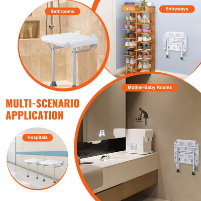 VEVOR Πτυσσόμενο κάθισμα ντους PE 15,7&#039;&#039; x 14,8&#039;&#039; Πάγκος ντους στον τοίχο 500 λίβρες