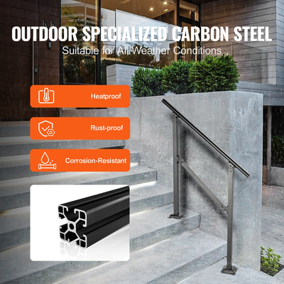 Κιγκλίδωμα κουπαστών σκάλας VEVOR, 914,4 mm, κουπαστές 3 βημάτων για εξωτερικούς χώρους, ανθρακούχο χάλυβα και μεταλλικό κιγκλίδωμα με κιτ εγκατάστασης, ρυθμιζόμενο 0-50 μοίρες, ιδανικό για τσιμεντένια ξύλινα δάπεδα Κεραμικά πλακάκια