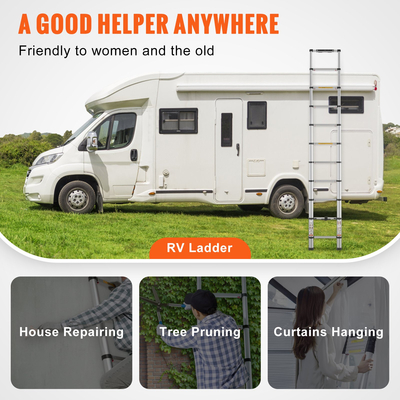 VEVOR Telescoping Ladder, 10,5 FT Αλουμινένιο Retraction Collapsible Extension Ladder, χωρητικότητα 375 LBS με αντιολισθητικά πόδια, φορητή συμπαγής σκάλα πολλαπλών χρήσεων για το σπίτι, RV, Loft, ANSI Listed