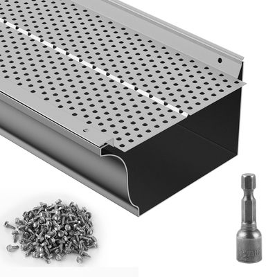 VEVOR Gutter Gutter, πλάτος 152 mm, Φίλτρο αλουμινίου DIY κάλυμμα υδρορροής, 26 ΤΕΜ 264 cm Συνολικό μήκος, διάμετρος οπής 4 mm &amp; 0,5 mm πάχος Raptor Gutter Gutters Ταιριάζει σε κάθε στέγη ή τύπο υδρορροής