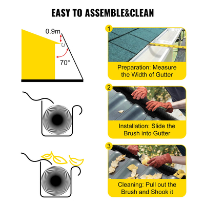 Βούρτσα προστασίας υδρορροής VEVOR με τρίχες μήκους 120 FT, διάμετρος 4,33&quot; Βούρτσα υδρορροής Εφαρμογή προστατευτικού φύλλου 5 ιντσών, Βούρτσα υδρορροής από γαλβανισμένο ατσάλινο σύρμα, χωρίς εργαλεία, DIY Προστατευτικό φύλλου υδρορροής για το Keep out Debri