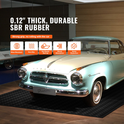 Ρολό δαπέδου από καουτσούκ VEVOR Diamond-Plate, 3 mm x 4 ft x 15 ft πατάκι γκαράζ, SBR Rubber ρολό δαπέδου γκαράζ, εύκολο στο καθάρισμα, διαμαντένιο ελαστικό χαλάκι για κάτω από αυτοκίνητα, Garage Industry Gym, Μαύρο