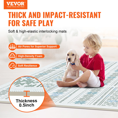 VEVOR Kids Foam Puzzle Floor Playmat 0,5 σε 6 τμχ Απαλά πλακάκια EVA που συμπλέκονται