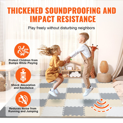 VEVOR Kids Foam Puzzle Floor Playmat 0,4 σε 36 τεμ. συμπλεγμένα μαλακά πλακάκια EVA
