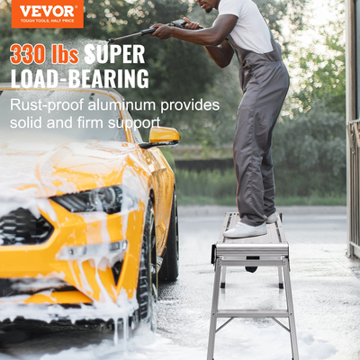 Πτυσσόμενη πλατφόρμα εργασίας VEVOR, χωρητικότητα 330 lbs, σκάλα σκαμπό από γυψοσανίδα αλουμινίου, πάγκος εργασίας βαρέως τύπου με αντιολισθητικά πόδια, Ιδανικό για πλύσιμο οχημάτων, καθαρισμό, βαφή, διακόσμηση