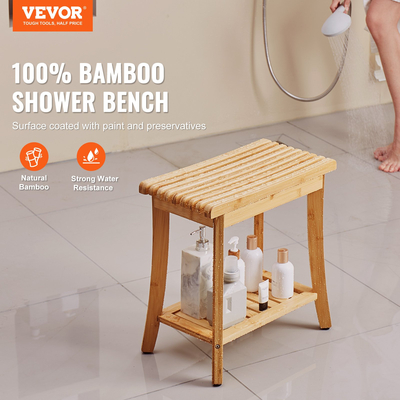 VEVOR πάγκος ντους Bamboo 19,1 x 11,3 x 18,3 σε καρέκλα σκαμπό ντους για μπάνιο
