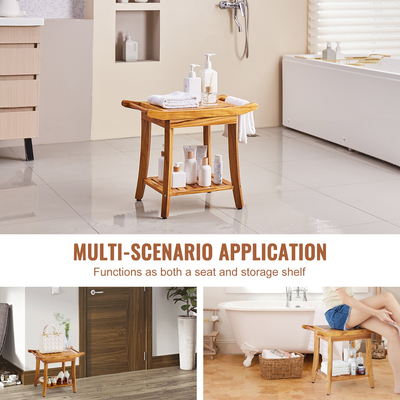 Πάγκος ντους VEVOR Teak 22 x 14,4 x 18,5 σε ξύλινη καρέκλα σκαμπό ντους για μπάνιο