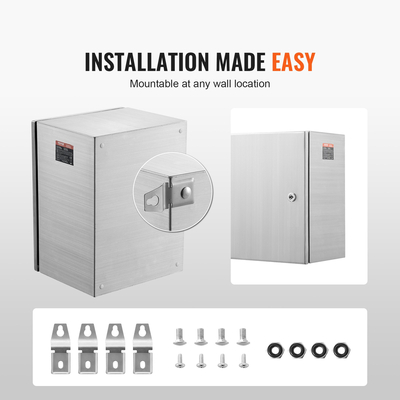 Ηλεκτρικό κουτί VEVOR Steel, 20&quot;x 16&quot;x 8&quot;, Κουτί ηλεκτρικού περιβλήματος 304 από ανοξείδωτο χάλυβα, Περίβλημα Ηλεκτρικού Ηλεκτρονικού Εξοπλισμού εξωτερικού χώρου επιτοίχια με κλειδαριά μεντεσέδες πλάκας τοποθέτησης, αδιάβροχο IP66