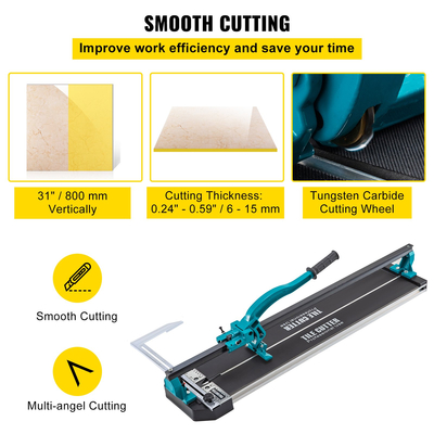 VEVOR 31 Inch Tile Cutter Single Rail Manual Tile Cutter 3/5 in Cap w/Precise Laser Positioning Manual Tile Cutter Tools for Precision Cutter