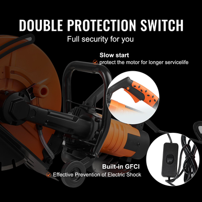 VEVOR 14&#039;&#039; ηλεκτρικό πριόνι σκυροδέματος υγρό/στεγνό πριόνι με αντλία νερού και λεπίδα