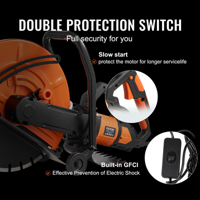 Ηλεκτρικό πριόνι σκυροδέματος VEVOR 16&#039;&#039; υγρό/στεγνό πριόνι με αντλία νερού και λεπίδα