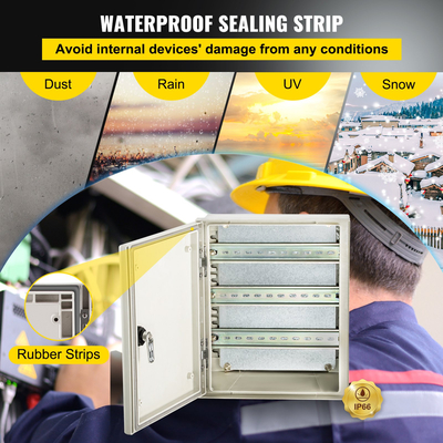 VEVOR NEMA Ατσάλινο περίβλημα, 12 x 10 x 6\&#039;\&#039; NEMA 4X Fiberglass Electrical Box, IP66 Αδιάβροχο &amp; Αδιάβροχο, Ηλεκτρικό κουτί διακλάδωσης εξωτερικού/εσωτερικού χώρου, με πλάκα τοποθέτησης (30 x 25 x 14 cm)