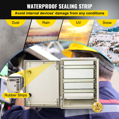 VEVOR NEMA Ατσάλινο περίβλημα, 16 x 12 x 8\&#039;\&#039; NEMA 4X Fiberglass Electrical Box, IP66 Αδιάβροχο &amp; Αδιάβροχο, Ηλεκτρικό κουτί διακλάδωσης εξωτερικού/εσωτερικού χώρου, με πλάκα τοποθέτησης (40 x 30 x 20 cm)