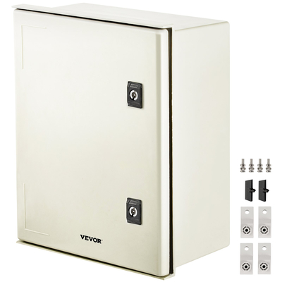 VEVOR NEMA Ατσάλινο περίβλημα, 16 x 12 x 8\&#039;\&#039; NEMA 4X Fiberglass Electrical Box, IP66 Αδιάβροχο &amp; Αδιάβροχο, Ηλεκτρικό κουτί διακλάδωσης εξωτερικού/εσωτερικού χώρου, με πλάκα τοποθέτησης (40 x 30 x 20 cm)