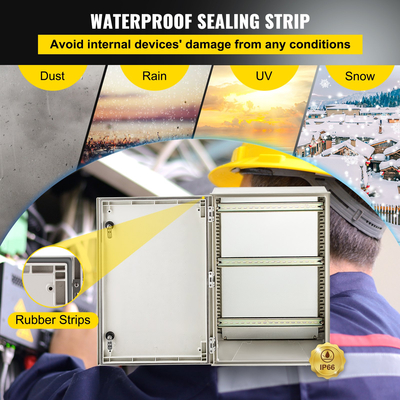VEVOR NEMA Ατσάλινο περίβλημα, 24 x 16 x 9 \&#039;\&#039; NEMA 4X Fiberglass Electrical Box, IP66 Αδιάβροχο &amp; Αδιάβροχο, Ηλεκτρικό κουτί διακλάδωσης εξωτερικού/εσωτερικού χώρου, με πλάκα τοποθέτησης (60 x 40 x 23 cm)