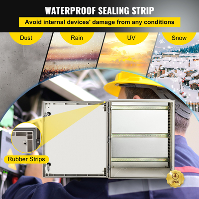 VEVOR NEMA Ατσάλινο περίβλημα, 24 x 20 x 9\&#039;\&#039; NEMA 4X Fiberglass Electrical Box, IP66 Αδιάβροχο &amp; Αδιάβροχο, Ηλεκτρικό κουτί διακλάδωσης εξωτερικού/εσωτερικού χώρου, με πλάκα τοποθέτησης (60 x 50 x 23 cm)