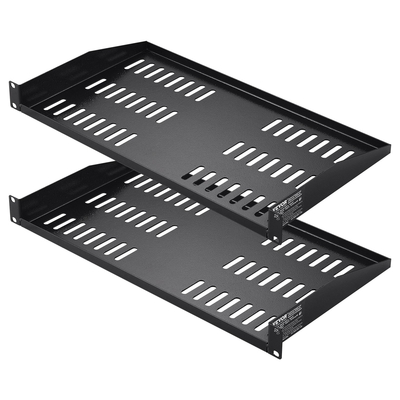 VEVOR 2PCS 1U Ράφι ραφιών διακομιστή 10&quot;/254 mm Βάθος αεριζόμενο ράφι ράφι βάσης