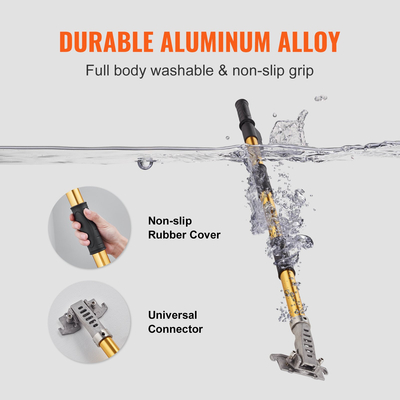 Επίπεδη λαβή κουτιού γυψοσανίδας VEVOR, 40&#039;&#039;-64&#039;&#039;, λαβή επέκτασης επίπεδης φινιρίσματος από ανοδιωμένο αλουμίνιο, ρυθμιζόμενο μήκος 5 τμημάτων, αντιολισθητική λαβή και βαφή 360° για γυψοσανίδες, τοίχου, λαμαρίνα