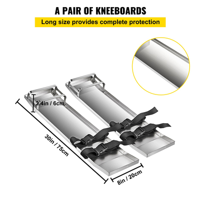 VEVOR Concrete Knee Boards 30&#039;&#039; x 8&#039;&#039; Slider Knee Boards, Kneeler Board από ανοξείδωτο χάλυβα Kneeboards, Concrete Sliders Pair Moving Sliders, with Concrete Board Straps for Cement and Concrete Finishi
