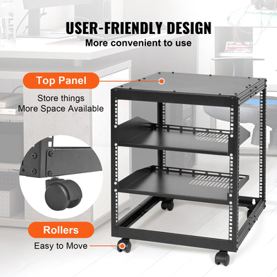 VEVOR 12U Open Frame Server Rack, Ρυθμιζόμενο βάθος 15&#039;&#039;-40&#039;&#039;, Free Standing ή Wall Mount Network Server Rack, 4 Post AV Rack με Casters, Συγκρατεί όλο τον εξοπλισμό πληροφορικής δικτύωσης σας Μόντεμ AV Gear Router