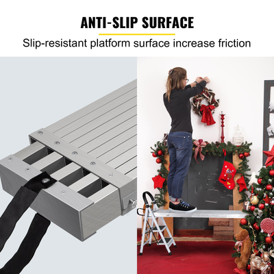 Σανίδα εργασίας αλουμινίου VEVOR, Τηλεσκοπική σανίδα 9-15 ποδιών, Σανίδα επέκτασης αλουμινίου χωρητικότητας 440 λίβρες, πλάτος 12,5 ιντσών, Σανίδα ικριωμάτων αλουμινίου με αξεσουάρ σκαλωσιάς πλατφόρμας αντιολισθητικής