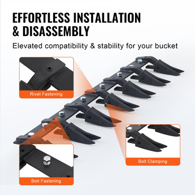 VEVOR Bucket Tooth Bar, 53&#039;&#039;, Heavy Duty Bucket Tractor Teeth Bar for Sub-Compact Tractor Loader, φέρουσα ικανότητα 4560 lbs, Ταιριάζει σε άκρες κοπής κάδου μεγέθους 1/2&quot; ή λιγότερο χωρίς να απαιτείται διάτρηση