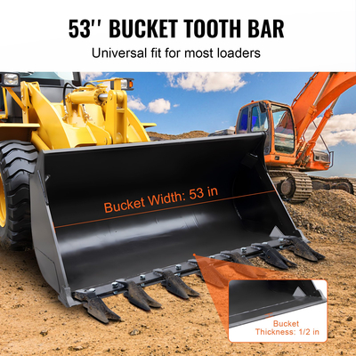 VEVOR Bucket Tooth Bar, 53&#039;&#039;, Heavy Duty Bucket Tractor Teeth Bar for Sub-Compact Tractor Loader, φέρουσα ικανότητα 4560 lbs, Ταιριάζει σε άκρες κοπής κάδου μεγέθους 1/2&quot; ή λιγότερο χωρίς να απαιτείται διάτρηση