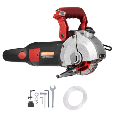 VEVOR Wall Chaser 34 mm Βάθος κοπής Μηχανή κοπής τοίχου αυλάκωσης 42 mm Πλάτος κοπής Μηχάνημα κοπής τοίχου 4800W Μηχάνημα κοπής τοίχου με 5 λεπίδες πριονιού 125 mm Διάμετρος 6200r/Min με υπέρυθρη ακτίνα