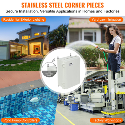 Ηλεκτρικό κουτί διακλάδωσης εξωτερικού χώρου VEVOR, 11,81 x 7,87 x 7,08 ίντσες, Πλαστικό ηλεκτρικό κουτί ABS με μάνδαλο από ανοξείδωτο ατσάλι με αρθρωτό κάλυμμα, αδιάβροχο IP67 στη σκόνη για ηλεκτρικά έργα εξωτερικού χώρου