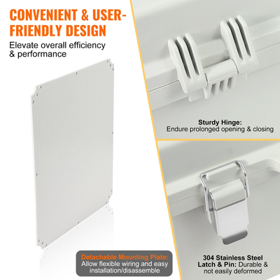 Ηλεκτρικό κουτί διακλάδωσης εξωτερικού χώρου VEVOR, 20,87 x 16,92 x 7,87 ίντσες, Πλαστικό ηλεκτρικό κουτί ABS με μάνδαλο από ανοξείδωτο χάλυβα με αρθρωτό κάλυμμα, αδιάβροχο IP67 στη σκόνη για ηλεκτρικά έργα εξωτερικού χώρου