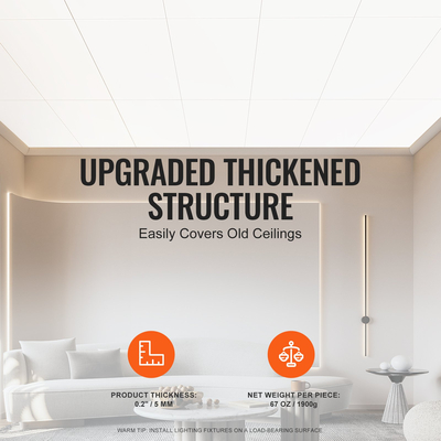 Πλακάκια οροφής VEVOR 10-συσκευασία 24 x 24 σε αφρό PVC πυρίμαχο, απαλό λευκό