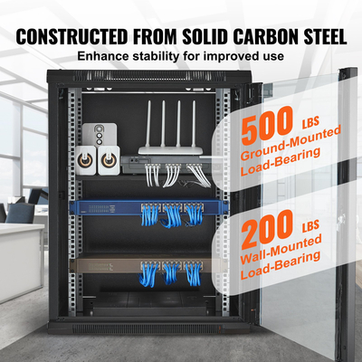 VEVOR 15U Wall Mount Network Server Rack Περίβλημα ντουλαπιού 18&#039;&#039; Γυάλινη κλειδαριά πόρτας