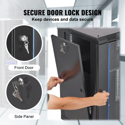 VEVOR 15U Wall Mount Network Server Rack Περίβλημα ντουλαπιού 18&#039;&#039; Γυάλινη κλειδαριά πόρτας