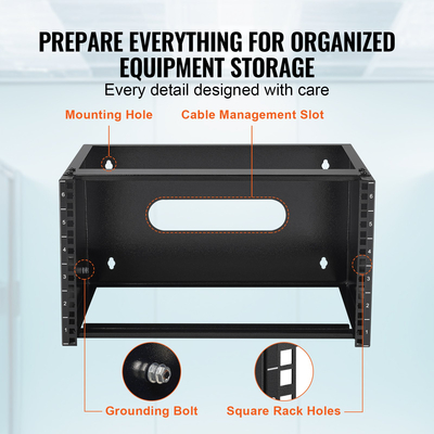 VEVOR 6U επιτοίχια βάση δικτύου 14 in/355,6 mm Βάθος διακομιστή 50 λίβρες/22,68 κιλά