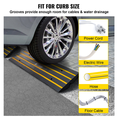 VEVOR Curb Ramp Rubber Driveway Ramp 2 Pack 2,6&quot; Rise 15T Load Threshold Ramp