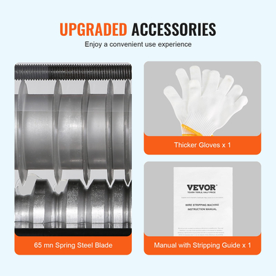 Μηχάνημα αυτόματης απογύμνωσης καλωδίων VEVOR, 0,06&#039;&#039;-0,98&#039;&#039; Ηλεκτρικός απογυμνωτής καλωδίων, 60 W, Αποφλοιωτής καλωδίων με ορατή αναφορά βάθους απογύμνωσης, 6 στρογγυλά &amp; 1 επίπεδα κανάλια για ανακύκλωση σκραπ χαλκού