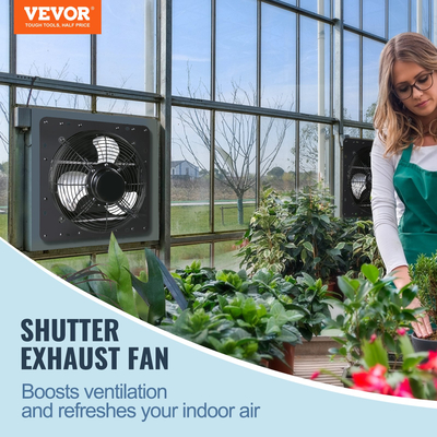 VEVOR Shutter Exhaust Fan Shop Εξάτμιση ανεμιστήρα 356 mm Τηλεχειριστήριο Επίτοιχη βάση EC