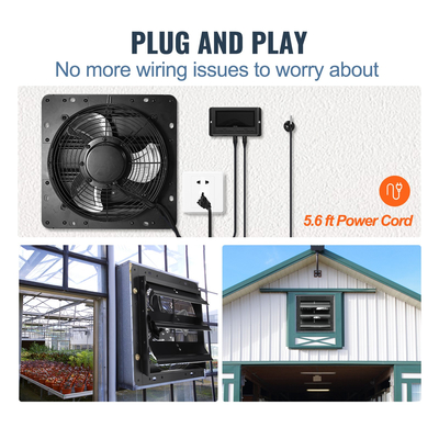 VEVOR Shutter Exhaust Fan Shop Εξάτμιση ανεμιστήρα 356 mm Τηλεχειριστήριο Επίτοιχη βάση EC