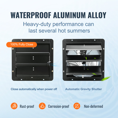 VEVOR Shutter Exhaust Fan Shop Εξάτμιση ανεμιστήρα 356 mm Τηλεχειριστήριο Επίτοιχη βάση EC