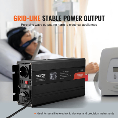 VEVOR Pure Sine Wave Power Inverter 2000W DC12V to AC230V LCD Τηλεχειριστήριο CE