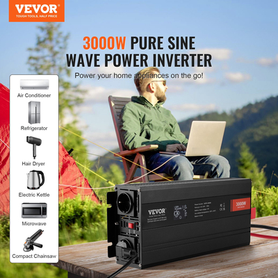 VEVOR Pure Sine Wave Power Inverter 3000W DC12V to AC230V LCD Τηλεχειριστήριο CE