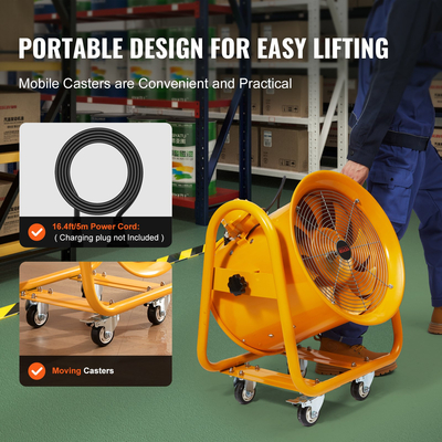 VEVOR 406,4mm Εξαγωγέας Ανεμιστήρας Φορητός Βιομηχανικός Αναπνευστήρας Καλωδίου Ρεύματος 5m