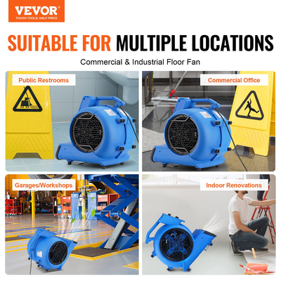 VEVOR Floor Blower 1250 RPM 2600 CFM Air Mover με 4 γωνίες φυσήματος 3 ταχυτήτων